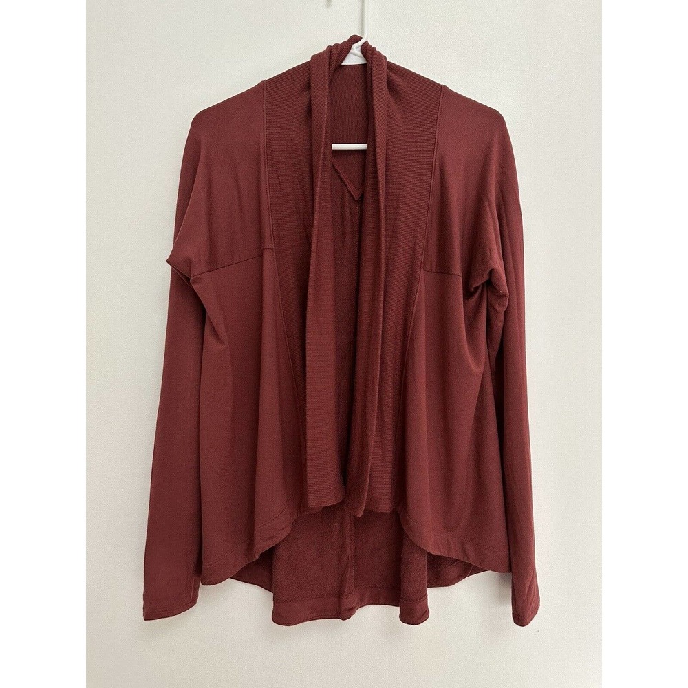 ATHLETA Womens Nirvana Wrap Open Cardigan Burgundy Athleisure Comfortable Sz XS